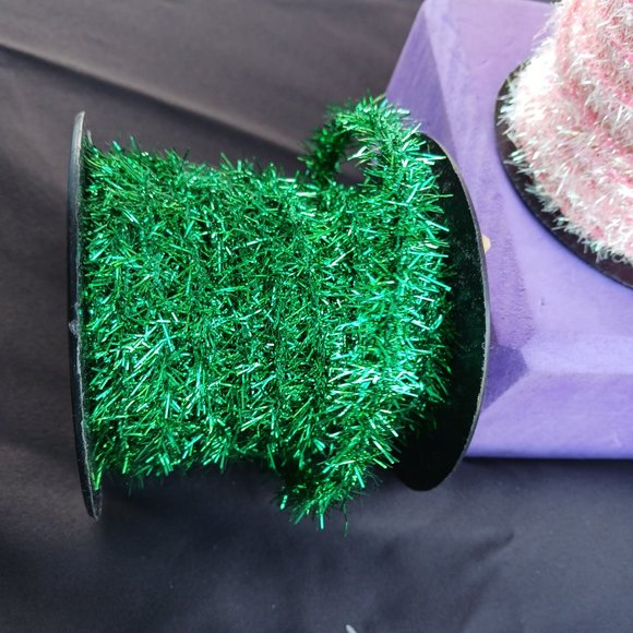 4 Rolls of Assorted Colored Wire Tinsel Pink, Green Gold and Aqua - Picture 4 of 8